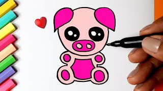 How to draw kawaii Pig l Como desenhar Porco Kawaii  - Drawing to Draw
