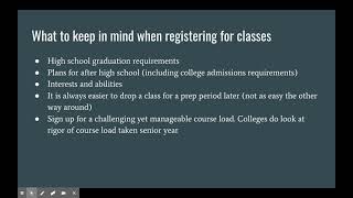 Class of 2022 Course Registration