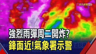 兩波鋒面接力到! 氣象署提醒周二起恐爆\