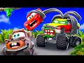 Big & Small:McQueen and Mater VS Rasta-Carian Wrestler Zombie Slime apocalypse cars in BeamNG.drive