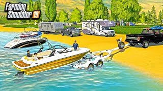 4TH OF JULY BOATING AND CAMPING! (New Speed Boats!) | FARMING SIMULATOR 2019