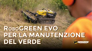 RoboGREEN EVO al lavoro in fase di sfalcio  su terreno in pendenza | Sfalcio Erba |