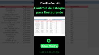 Planilha Controle de Estoque para Restaurante Gratuita