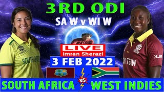 Live SA W vs WI W | South Africa Women vs West Indies Women | 3rd ODI Live Scorecard & Updates