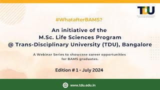 #WhatafterBAMS webinar series Dr. Sulochana on Working at CCRAS