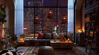 New York Apartment | Rain on Window | Cozy Reading Nook Ambience