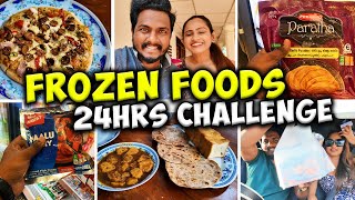 මුලු දවසම මිදුනු කෑම විතරයි 🥶🍨 Eating Only FROZEN FOODS 24 Hours Challenge 🍕🌭