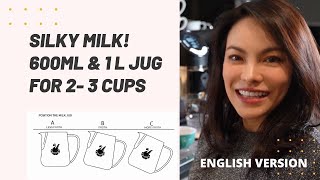 Best steam milk techniques for 600ml/ 1 Liter jug (Part 2). How to make 2-3 cups latte art at 1 time