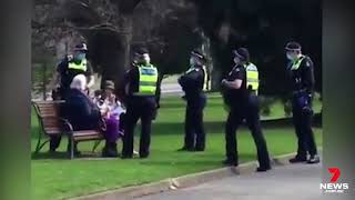 Victoria Police surround women on bench and snatch phone out of woman's hands - September 2020