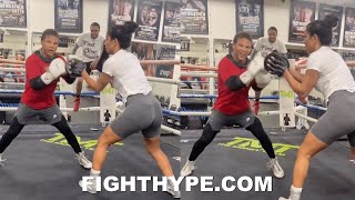 MAYWEATHER PROTEGE CURMEL MOTON IMITATES FLOYD’S NO LOOK PADWORK