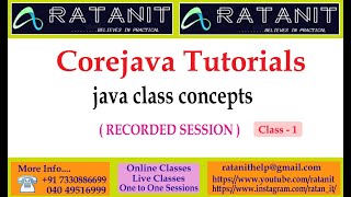 Java Tutorials || java class concept || by Mr.Ratan || class-01