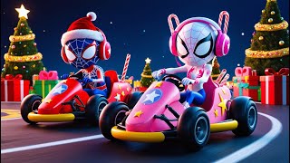 Spider-Gwen and Spider-Man Karting Through Christmas Night | Marvel's Spidey and his Amazing Friends