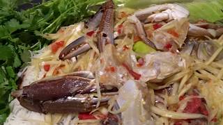 ส้มตำปูม้ายักษ์ถาดยักษ์ผักสดเต็มถาดทั้งเผ็ดทั้งแซ่บจนขี่มูกไหล ตอน1