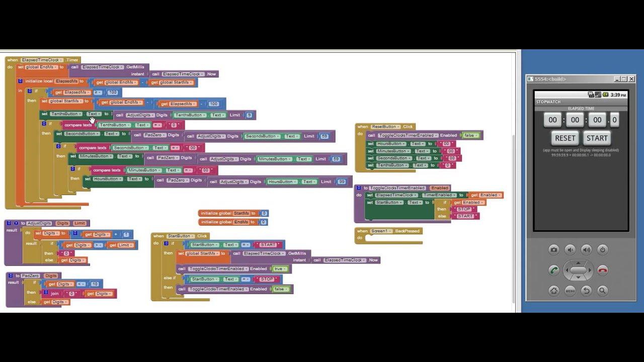 App Inventor Stopwatch Accurate To 1 10th Second Youtube