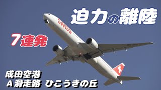 【4K】成田空港 さくらの山公園 34運用 Aランより迫力の離陸７連発