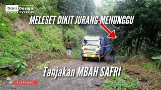 SLIP Bikin GREGET dan Menegangkan di Tanjakan MBAH SAFRI #truckkayu #jalanrusak #tanjakanmbahsafri