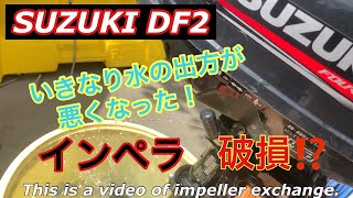 【2馬力エンジン】DF2インペラ交換　思い込みで替えなくてよかったインペラを交換してしまいました。Suzuki DF2 Impeller Replacement