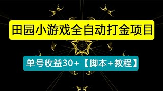 最新田园小游戏协议全自动打金项目，单号收益30+【协议脚本+使用教程】