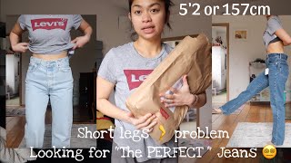 Levi's 501 Crop vs Ribcage Straight Ankle Jeans⎟Petite / Short legs 😅⎢Try on Haul