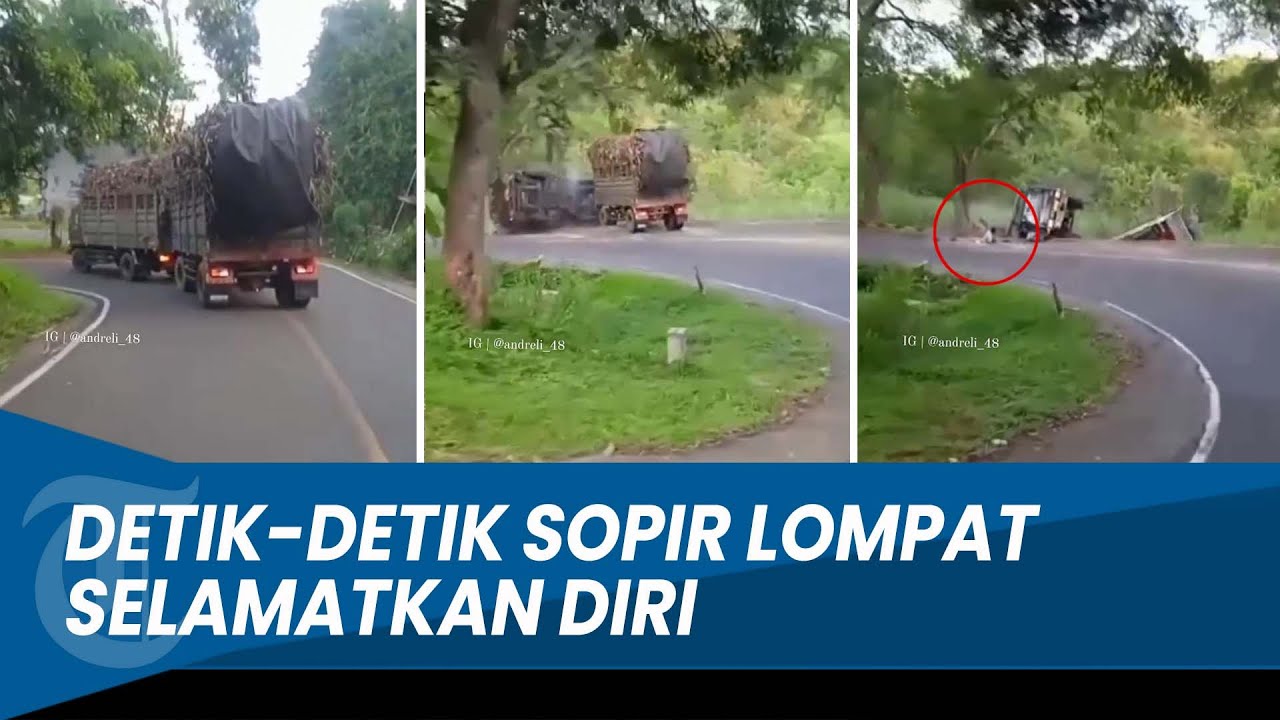 DETIK-DETIK Kecelakan Truk Gandeng Muatan Tebu Terguling Di Blitar ...