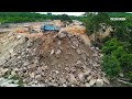 Amazing Land Filling!! 10 Wheeler Trucks Dumping & Dozer D41P Pushing Big Rocks On The Mountain