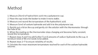 GCSE AQA Chemistry GCSE Required Practical 4 Temperature Changes- Paper 1