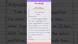 Write a notice for singing competition in school | Notice Writing for singing competition in English