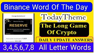 Binance New WODL Answers Today | today Binance crypto word of the day | crypto Wodl answer today