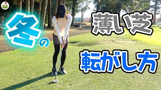 冬場の薄い芝からのアプローチは無理せず転がそう！【ゆいちゃん実践レッスン】