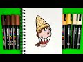 How to Draw a Cute Holiday 3D Elf on a shelf cupcake with an Ice Cream Cone Hat | Posca Tutorial