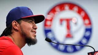 Texas Rangers Pitcher Yovani Gallardo Meets The Media