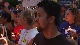 Nurses on strike at Robert Wood Johnson hold candlelight vigil