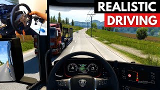 Euro Truck Simulator 2 Realistic Driving Gameplay (Steering Wheel Cam)
