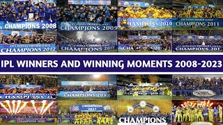 Indian Premier League Season Last Balls |2008-2023 IPL Teams Winning Celebration Moments|IPL Winners