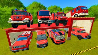 TRANSPORTING ALL FIRE TRUCK, POLICE CARS AMBULANCE, MONSTER TRUCK OF COLORS! WITH TRUCKS! - FS 22