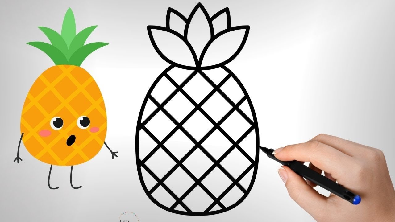 How To Draw A Pineapple 🍍 - VERY EASY Pineapple Drawing - YouTube