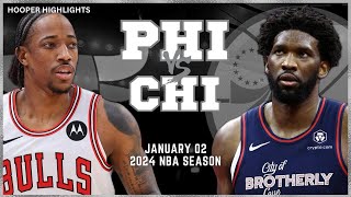 Chicago Bulls vs Philadelphia 76ers  Game Highlights | Jan 2 | 2024 NBA Season