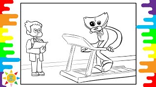 Huggy Wuggy Coloring Page | Huggy Wuggy Is Exercising On a Treadmill Coloring | @drawandcolortv