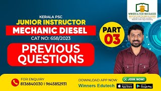 Junior Instructor | Mechanic Diesel | Previous Questions | Part 3