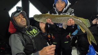 Ice Fishing a New Lake!! Son caught his first Northern Pike!!