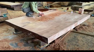 Production Process Giant Table From Monolithic Wood // Amazing Wood Processing In Fatory