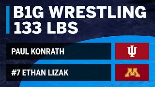 133 LBS: Paul Konrath (Indiana) vs. #7 Ethan Lizak (Minnesota) | Big Ten Wrestling