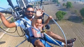 Flying with my Bhanja Priyanshu with my homemade paramotor with bike engine tandem flying at home