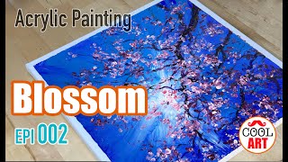 Acrylic painting【Cherry blossom】Daily Art 0⃣️0⃣️2⃣️ 丙烯画 樱花盛开