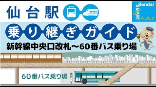 【仙台駅乗り継ぎガイド】新幹線中央口改札～仙台市バス60番のりば