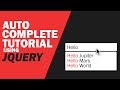 JQuery Autocomplete Tutorial - From AJAX/PHP
