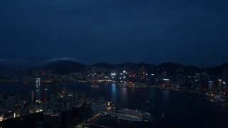 SKY100眺望香港本島及維多利亞港夜景縮時攝影