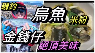 磯釣~ 肥美的烏魚、當季絕頂美味的金錢仔，今天有口福了，太鮮美可口....#釣魚#磯釣#夫妻釣魚#couplefishing #竹安河#烏魚#金錢仔#三角仔#厚殼婆