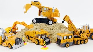 Construction TransTruck Transformers 5 Vehicle Combine Robot Car Toys 건설 트랜스트럭 중장비 5대 로봇 변신 합체 동영상