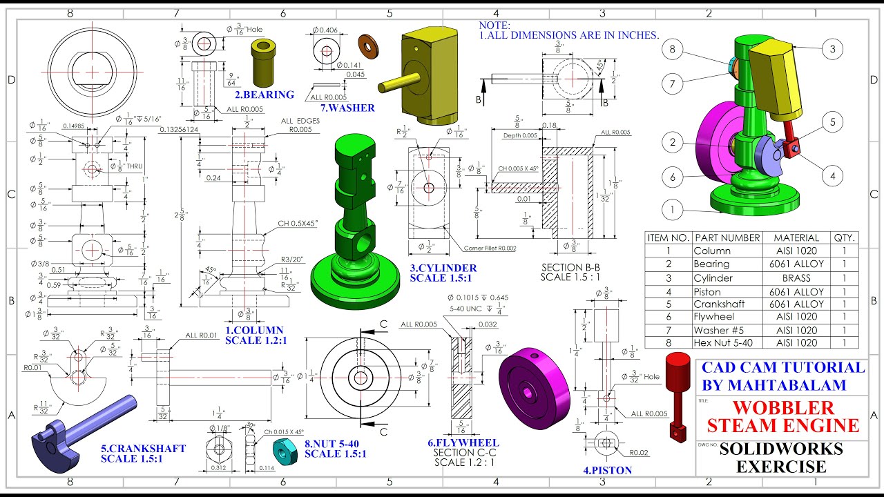 Wobbler Steam Engine Assembly In SolidWorks PART 9.ASSEMBLY - YouTube